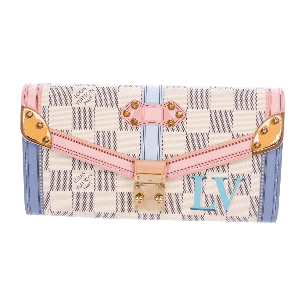 Louis Vuitton Wallet SarahDamier Azur Summer Trunk Collection White/Blue/Pink